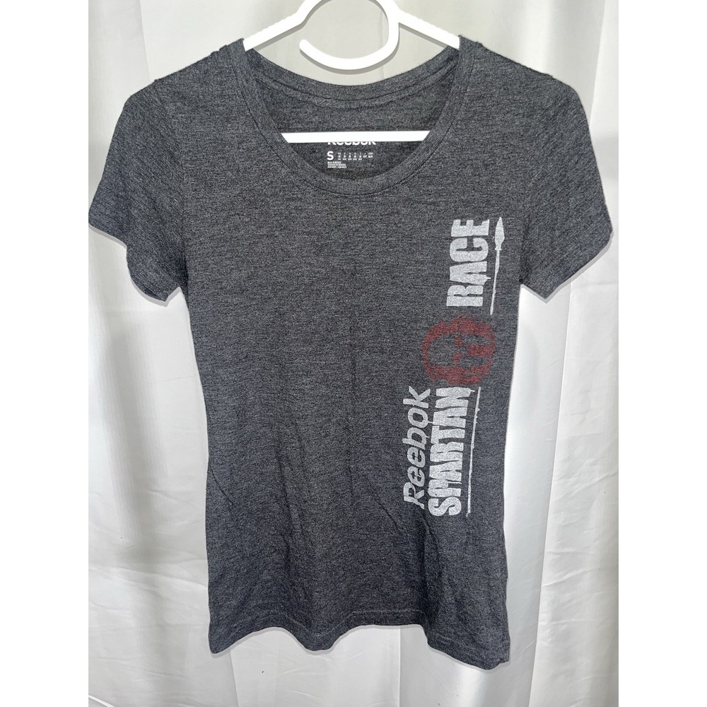Reebok Spartan Race T-Shirt Gray CrossFit Activewear Athletic Top Women Small